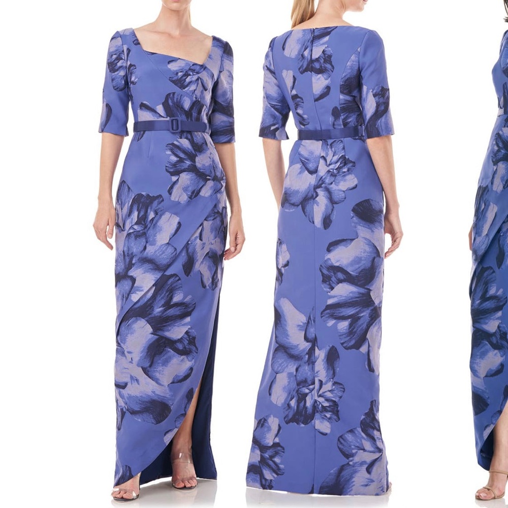 Kay Unger Octavia Pleated Column Gown